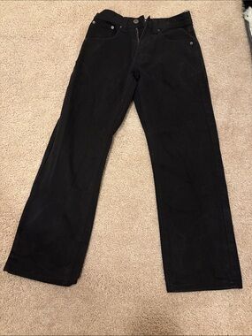 Men's Black Casual Straight-Leg Pants 30x30